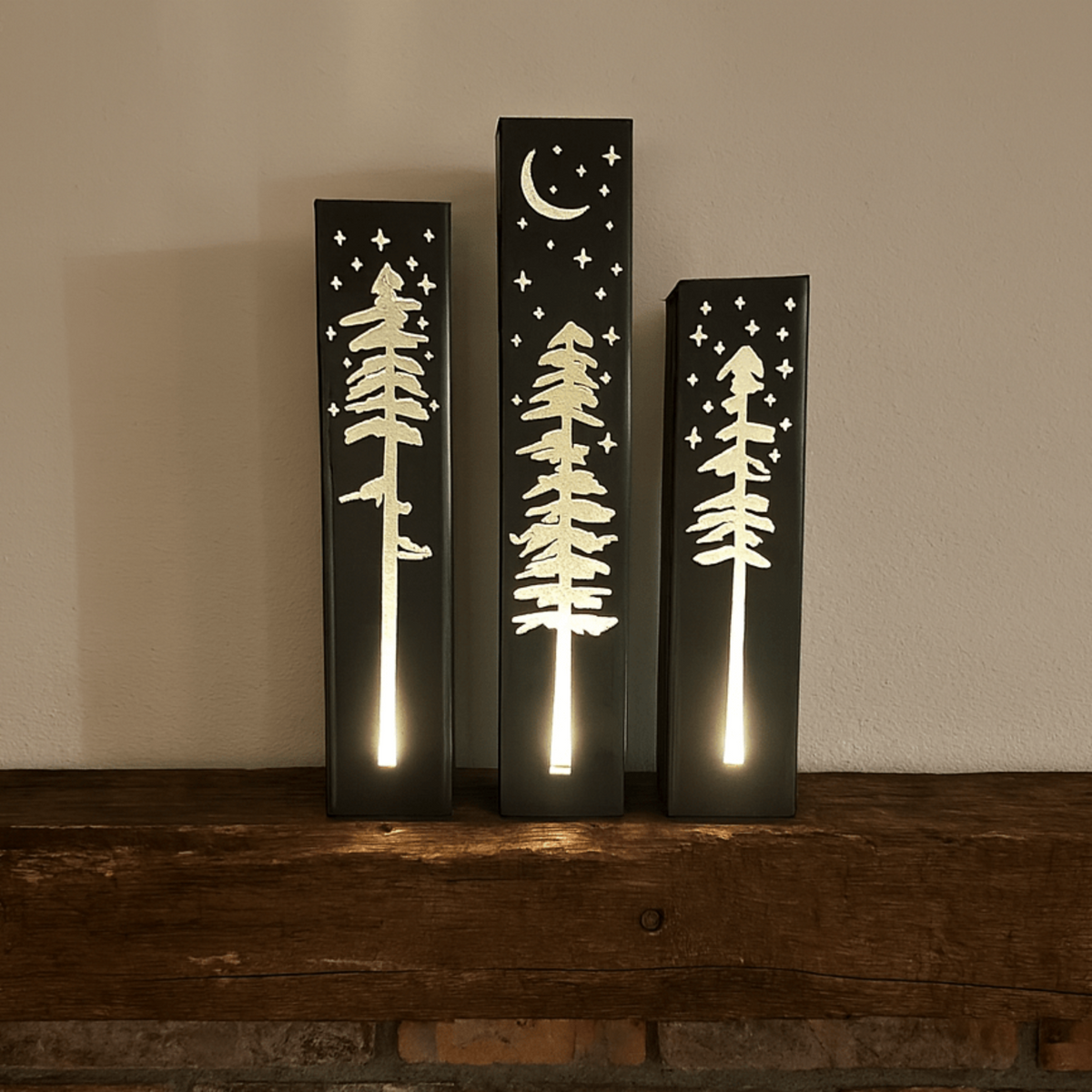 Pine Tree Night Sky Indoor Luminary | Multiple Sizes