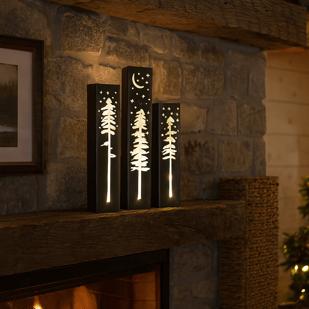 Pine Tree Night Sky Indoor Luminary | Multiple Sizes