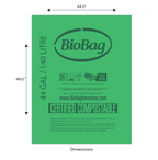 BioBag 44 Gallon Compostable Bags 34x48 Green (QTY 80), BPI Certified, SKU 44G3448
