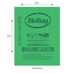 BioBag 55 Gallon Compostable Bags 38x58 Green (QTY 80), BPI Certified, SKU 55G3858