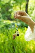 "The Fortune Pouch" - White Bodhi Style Money Bag Charm with Coin & Colorful Tassel